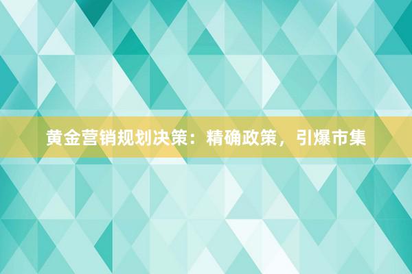 黄金营销规划决策：精确政策，引爆市集
